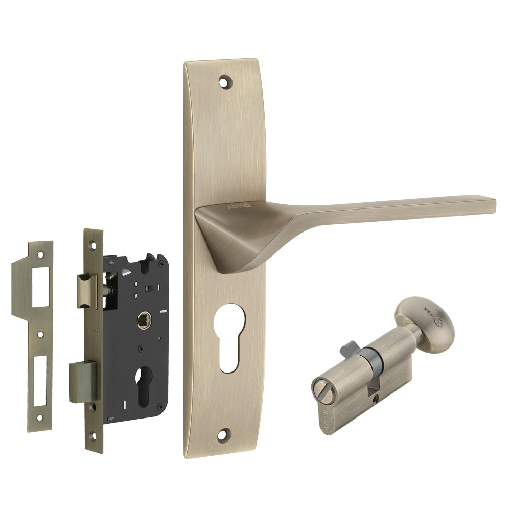 IPSA Camel Moderna Handle Series on 8" Plate CYS Lockset with 60mm Coin and Knob - Finish MAB